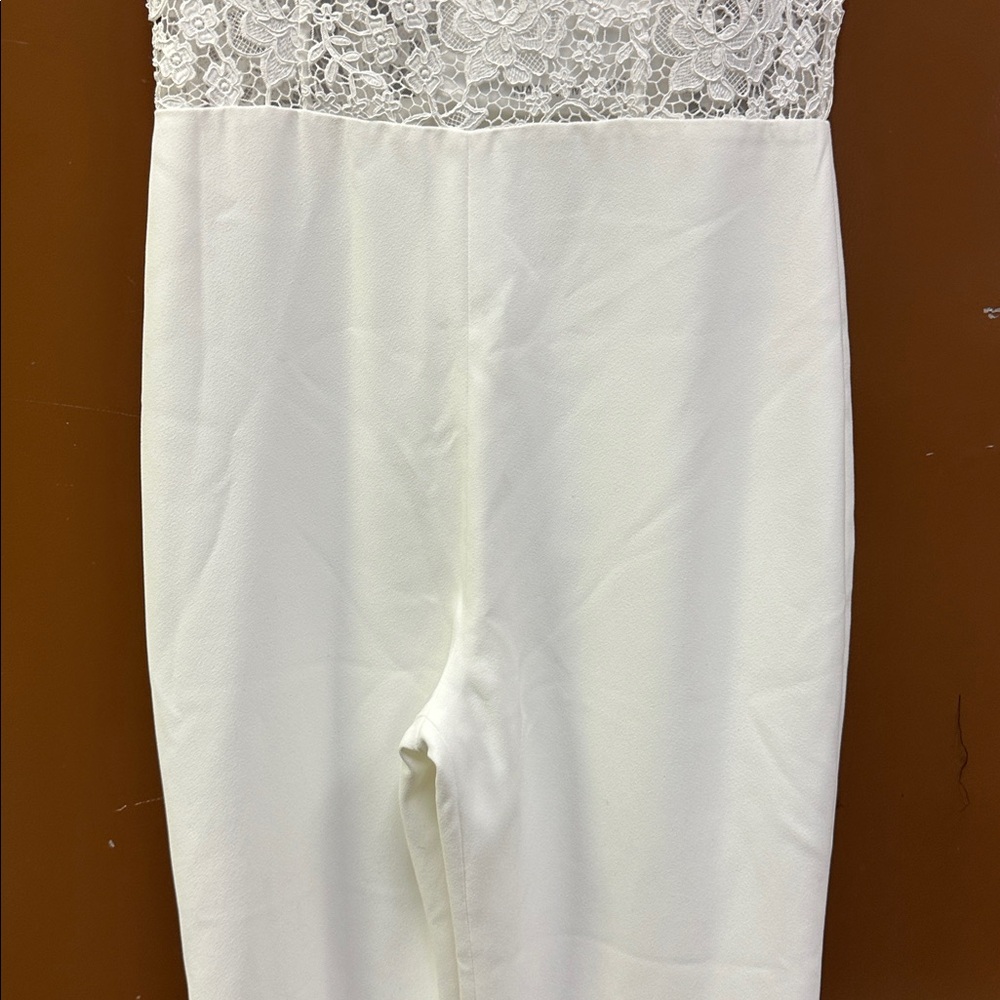 NADINE MERABI White Hottie Lace Flare Jumpsuit Size 8 - Picture 7 of 10
